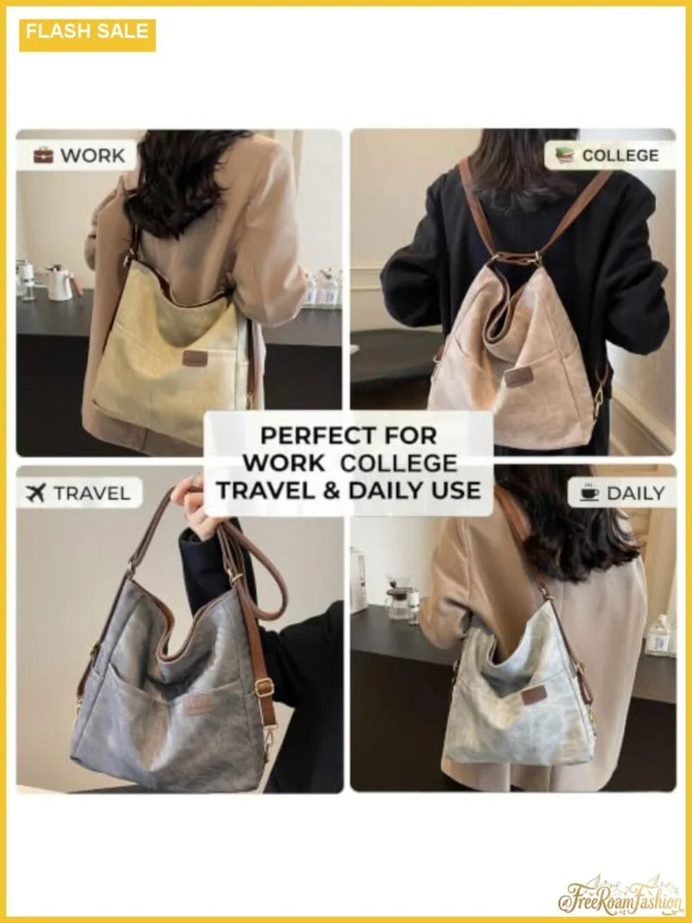 Convertible Backpack Purse - Water-Resistant PU Leather 3-Way Tote & Daypack